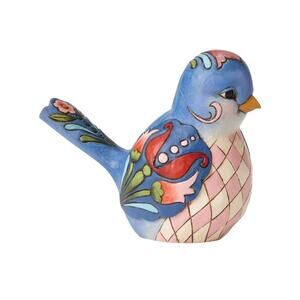 Jim Shore Heartwood Creek Bluebird of Happiness Floral Figurine euc